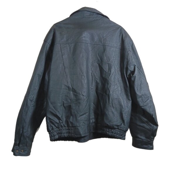 Basic Equipment Leather Bomber Jacket Mens Large Zip Winter Coat Aviator Pilot - Picture 7 of 8